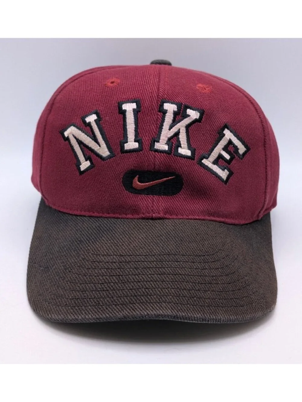 Vintage Nike Hat Cap Snapback Youth Burgundy Center Swoosh 90s Y2K Retro Kids - Picture 2 of 5